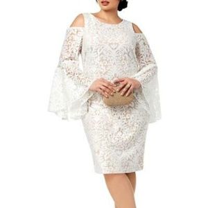 Xscape Ivory Lace Cold Shoulder Dress